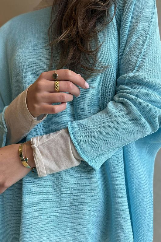 Conrad Slouch Cotton Knit Aqua